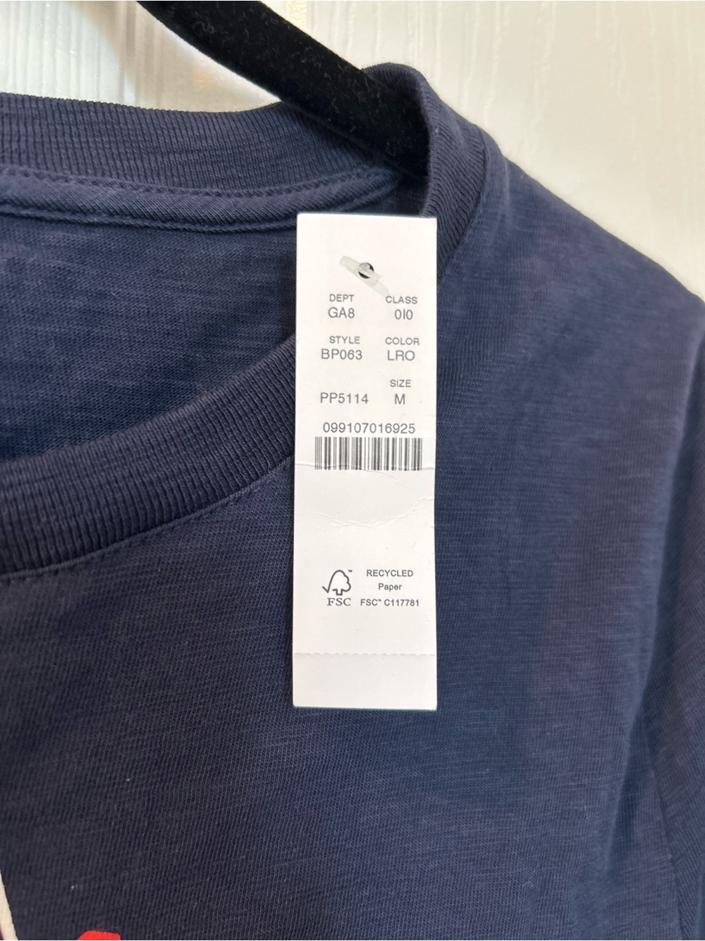 J. Crew Navy Short-Sleeve Tee with Red Floral Motif - Picture 4 of 4